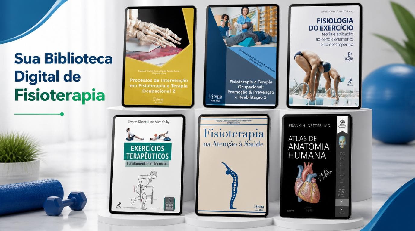 Mockup do material de fisioterapia em tablet e celular